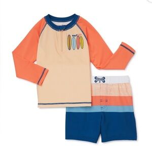 Wonder Nation toddler boys long sleeve 2 piece swim set; size: 12M